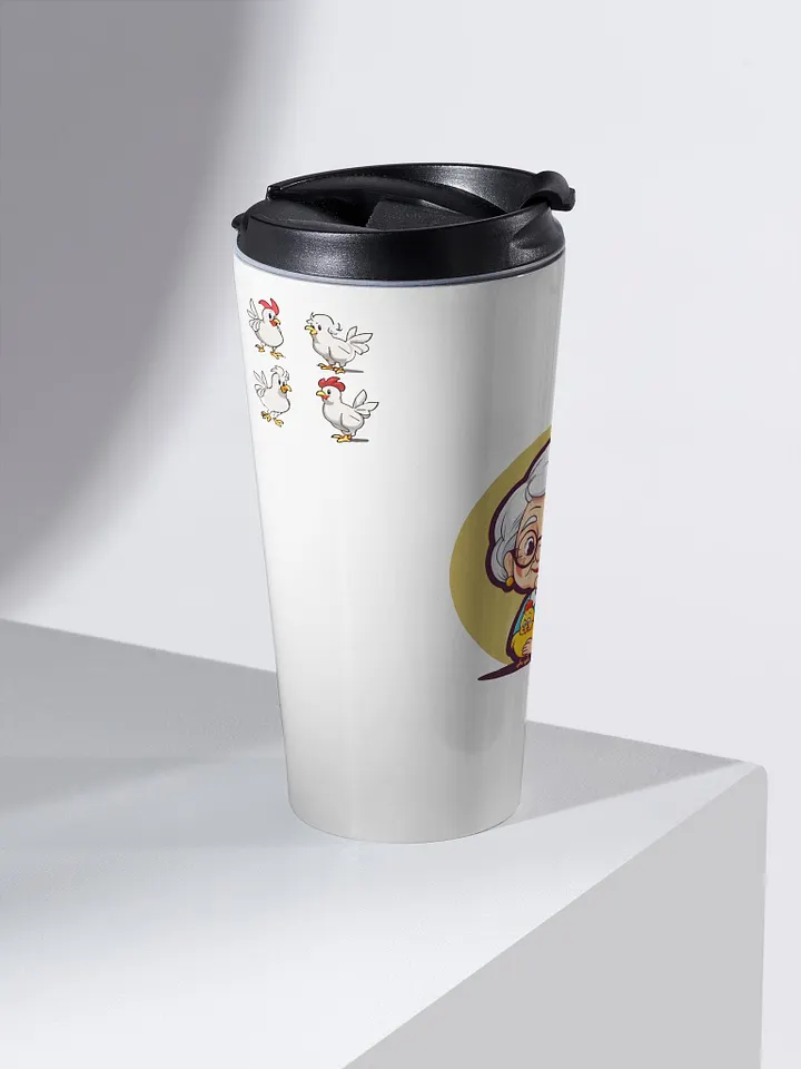 Elderly Woman and Chickens Stainless Steel Travel Mug product image (2)