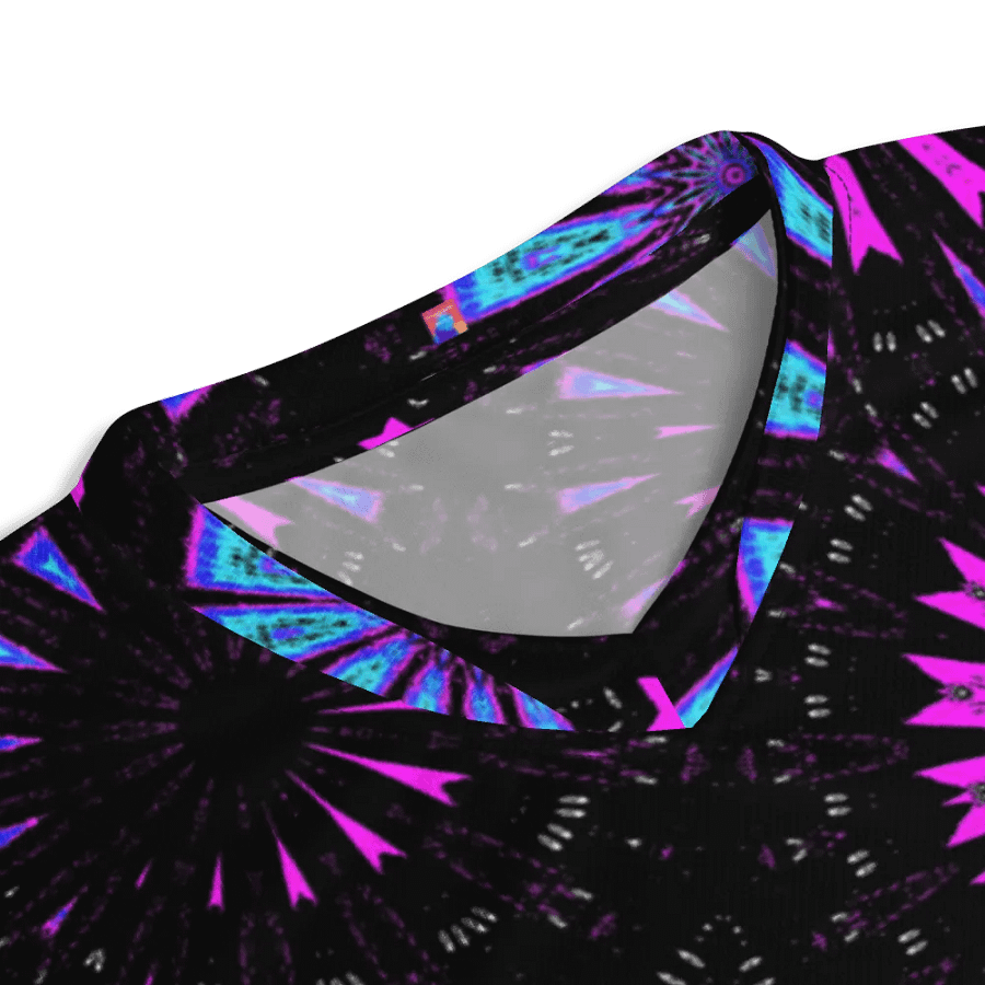 Abstract Circular Shapes in Turquoise, Black and Pink Unisex V Neck Sports Jersey product image (6)