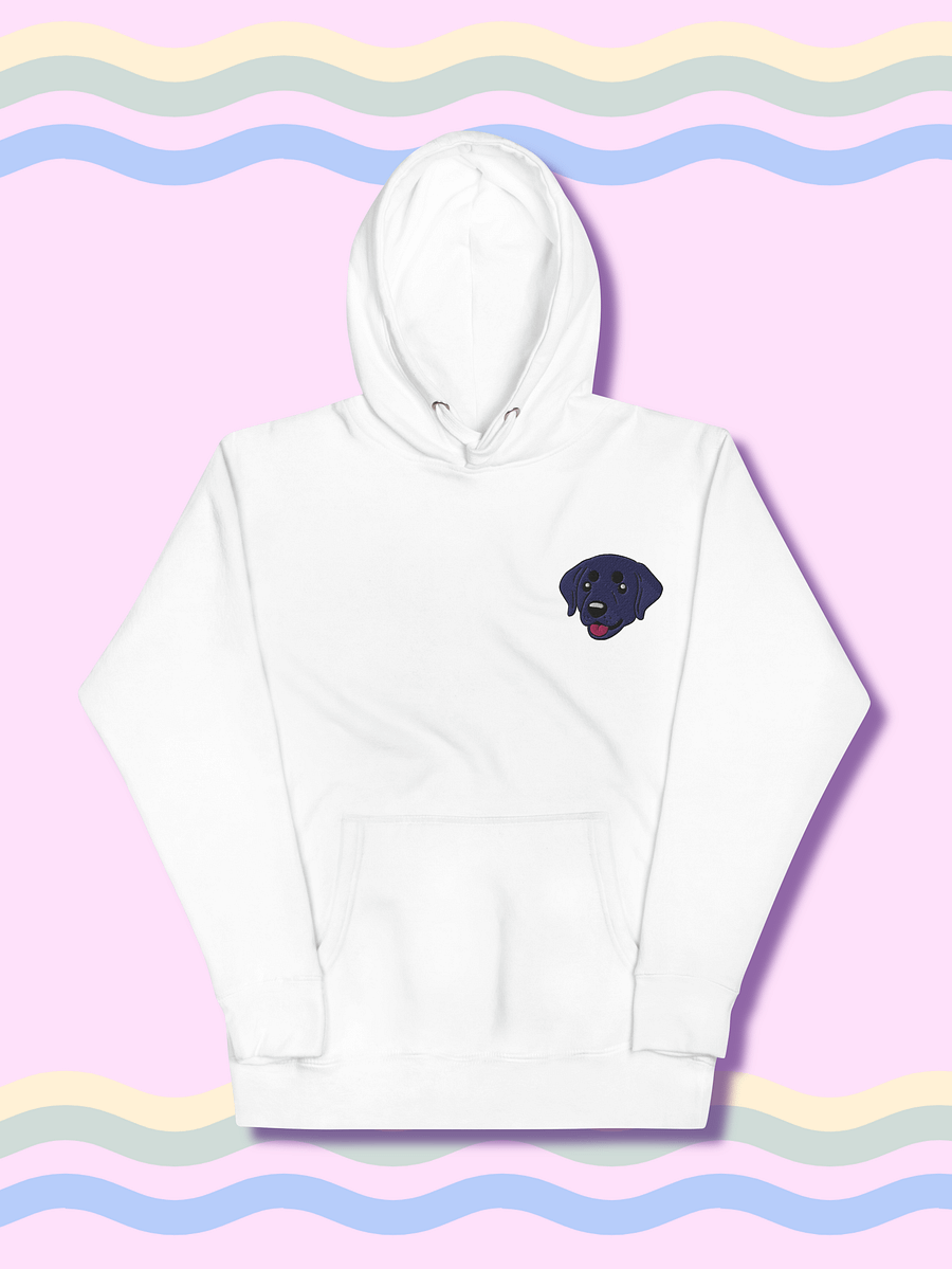 Happy Black Labrador Retriever Pup Embroidered Unisex Premium Hoodie product image (4)
