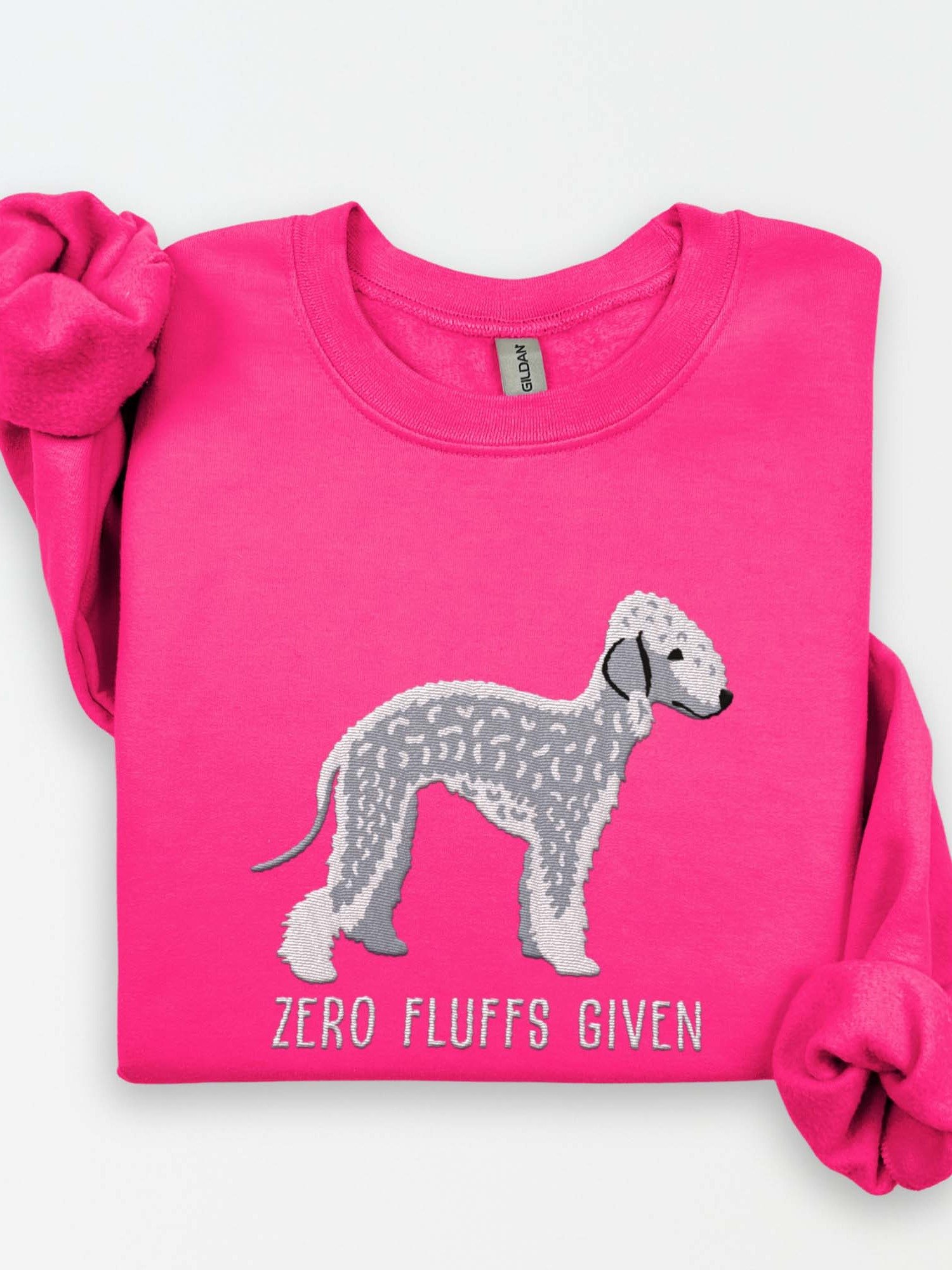 Zero Fluffs Given Sweatshirt (Embroidered) of a Bedlington Terrier(Blue) product image (1)