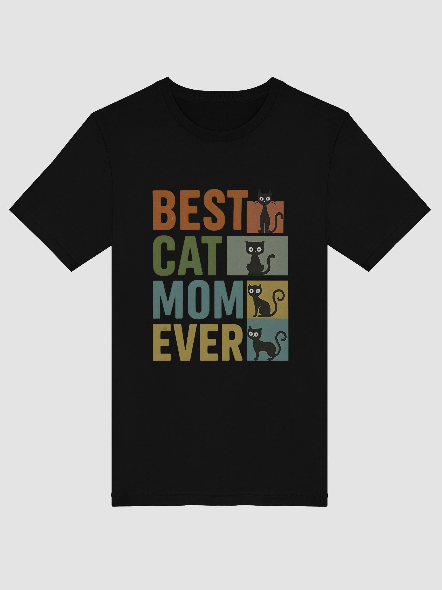 Best Cat Mom Ever T-Shirt – Retro Block Style Funny Cat Lover Gift for Women product image (5)