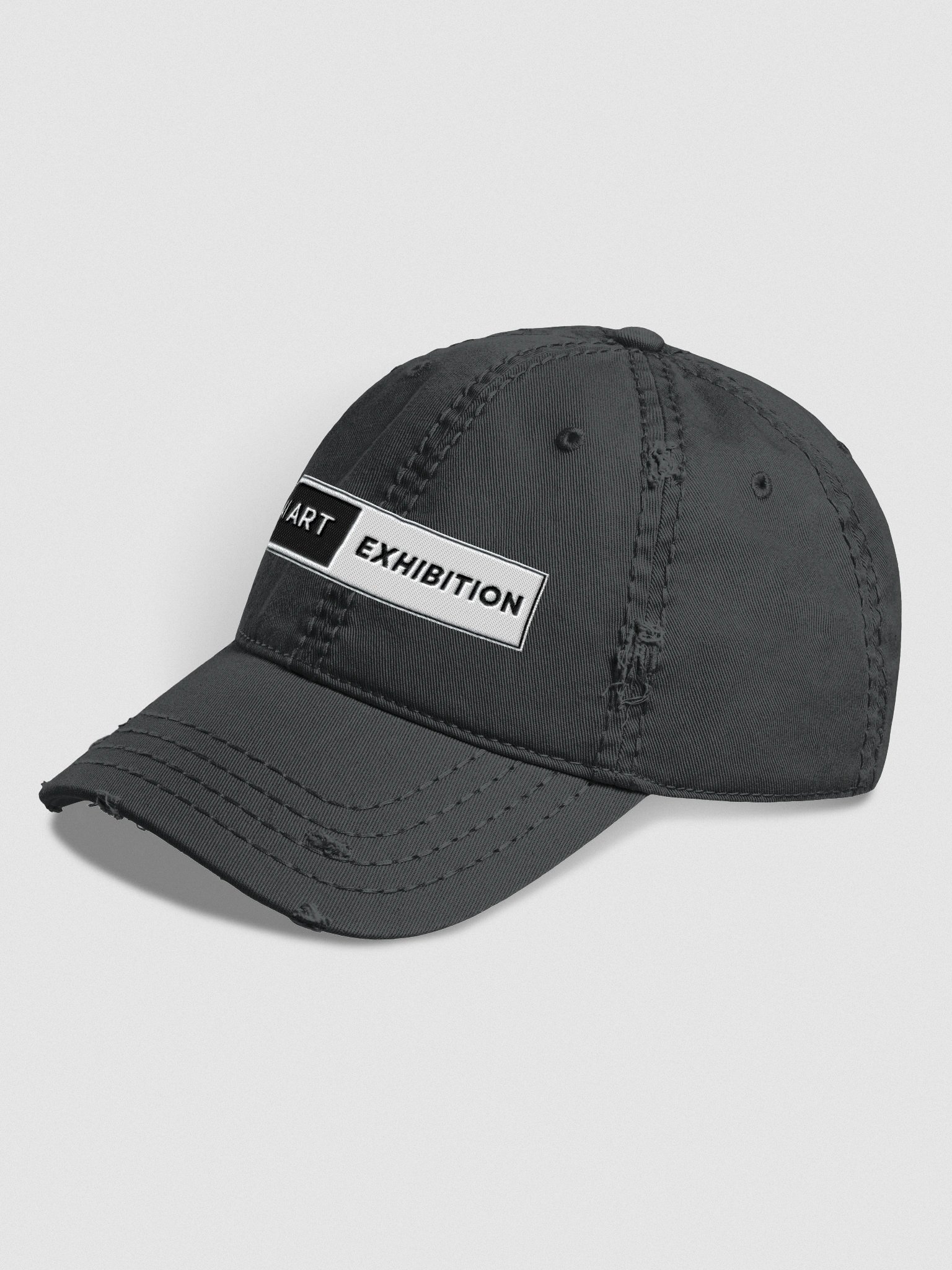 Black "AI Art Exhibition" logo Distressed Hat product image (2)