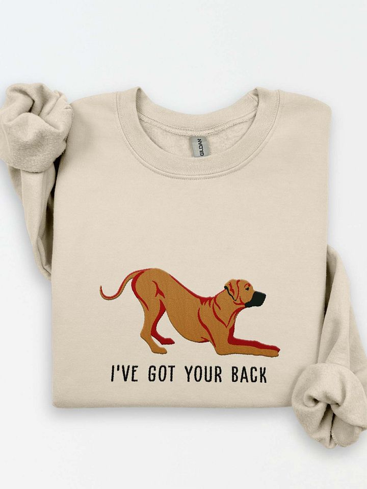 I've Got Your Back Sweatshirt (Embroidered) of a Rhodesian Ridgeback(Tan) product image (1)