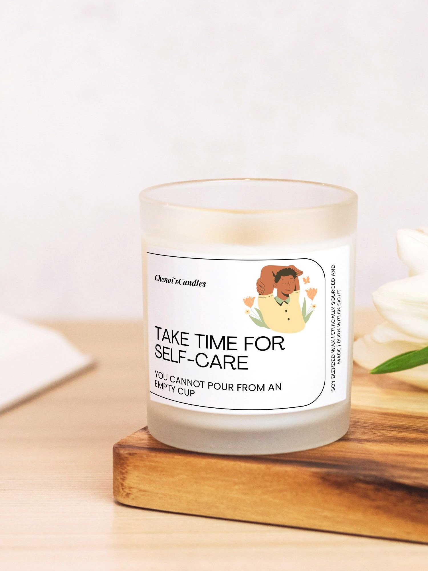 Take time for self-care frosted candle product image (4)