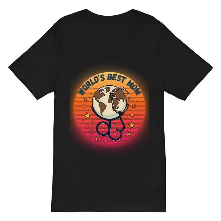 World's Best Mom Earth Stethoscope V-Neck Tee product image (3)