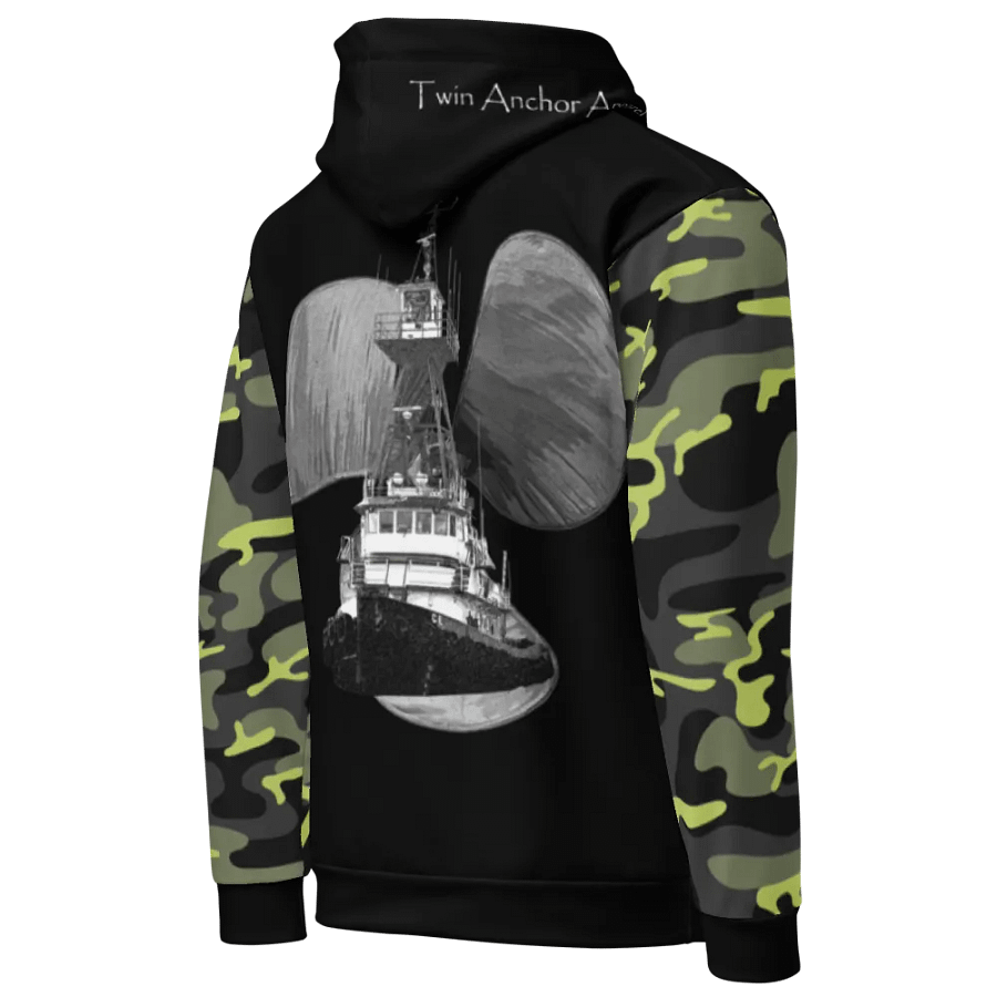 Camouflage & Black Three blade prop Tug CE Hoodie product image (10)