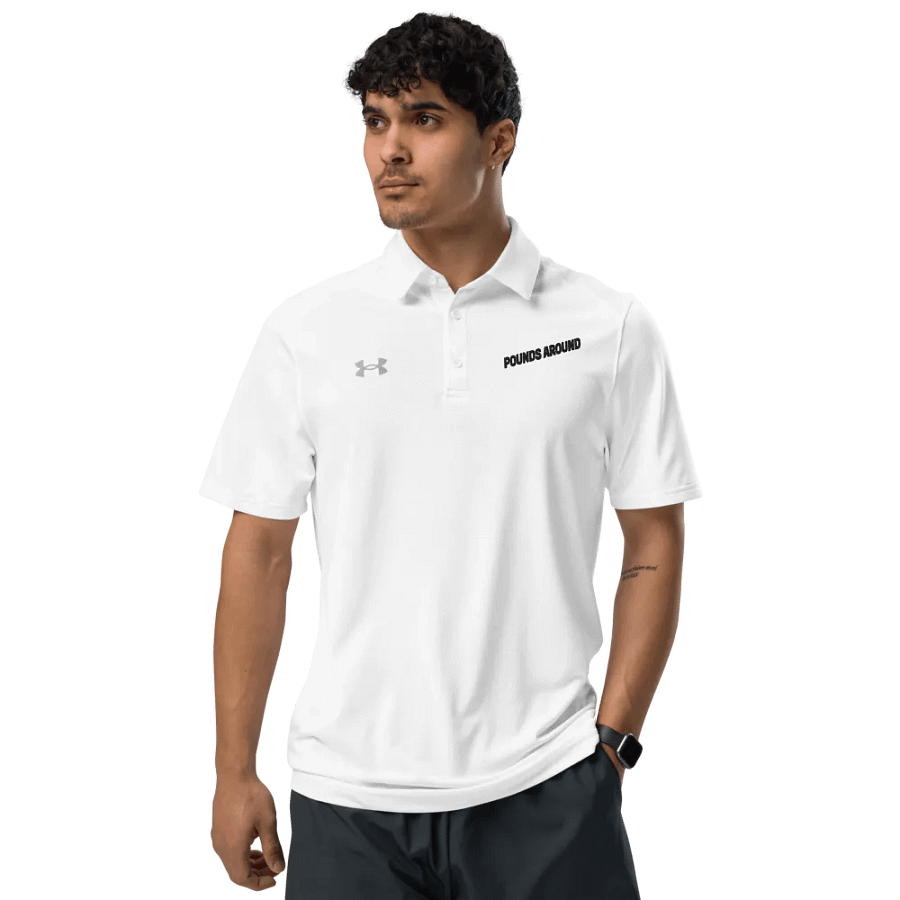 POUNDS AROUND WHITE AND BLACK UNDER ARMOUR POLO SHIRT product image (10)