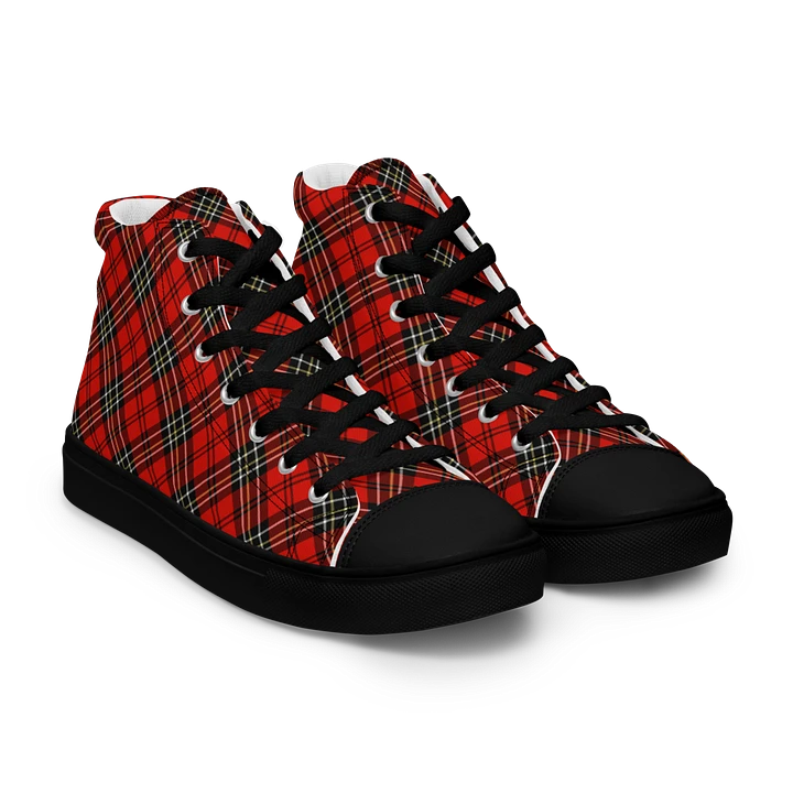 Red Vintage Plaid Men's High Top Shoes product image (1)