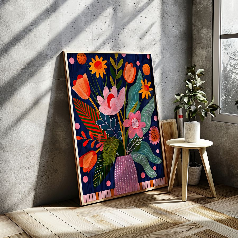 Colorful Flower Bouquet Maximalist Floral Art Print product image (4)