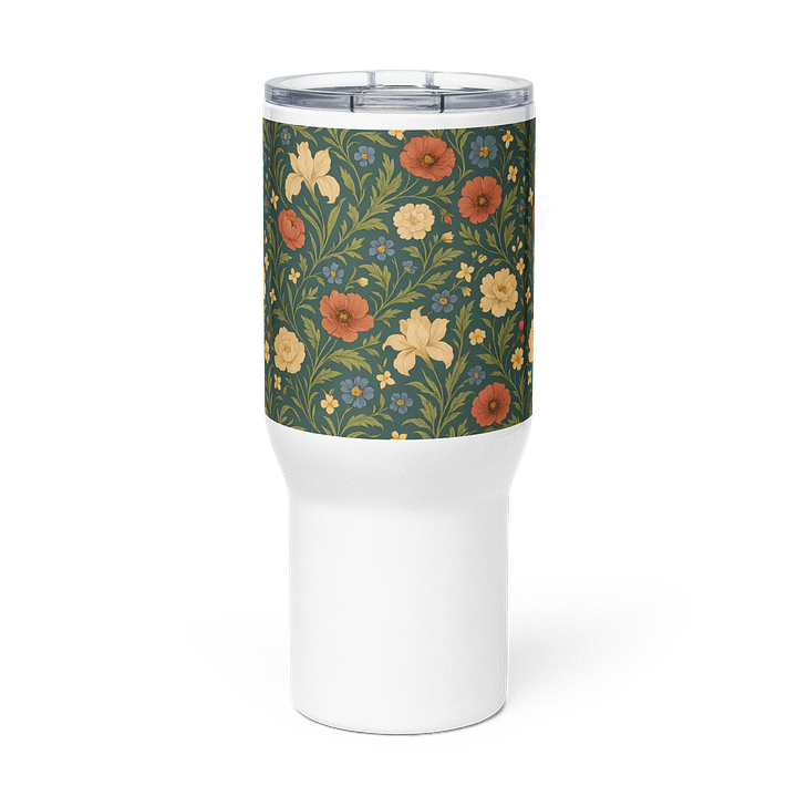 Vintage Marigold and Wildflower Floral Travel Mug – 25oz & 40oz Coffee Tumbler with Handle for Commuters, Road Trips, and Everyday Use product image (2)