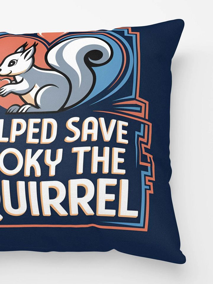 Comfy Pillow: I helped save Pooky the Squirrel. Navy with stylized geometric border product image (3)