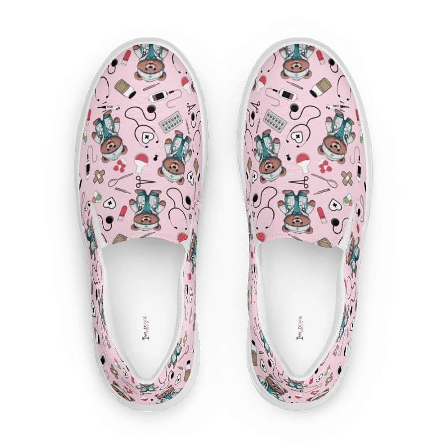 Cute Medical Bears Slip-On Canvas Shoes (Pink) product image (5)