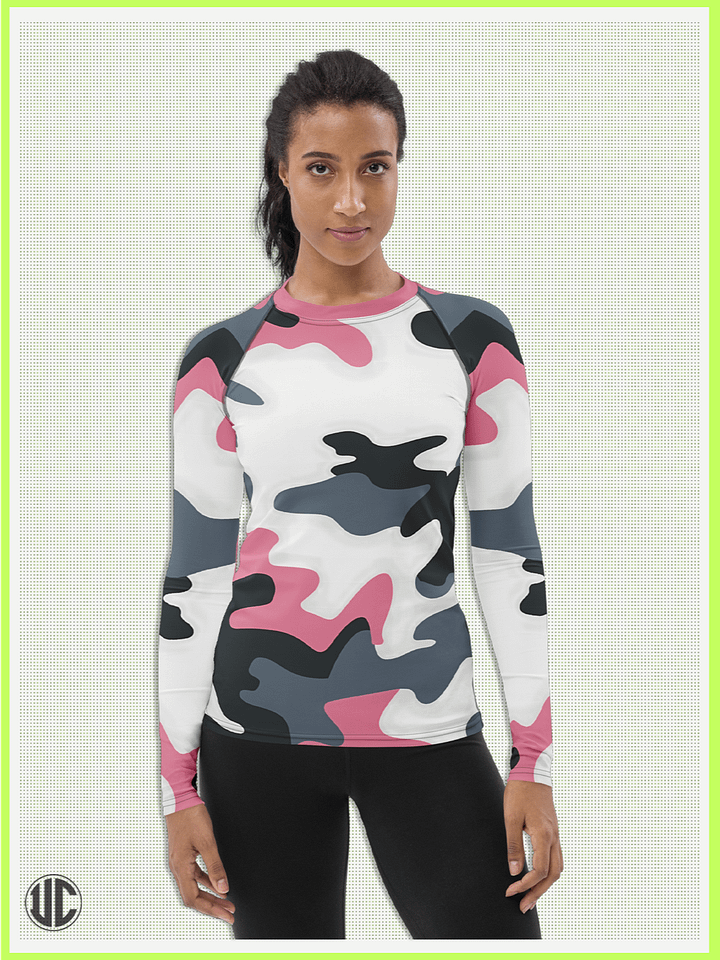 Bubblegum Pink Urban Camo - Women’s Rash Guard product image (1)