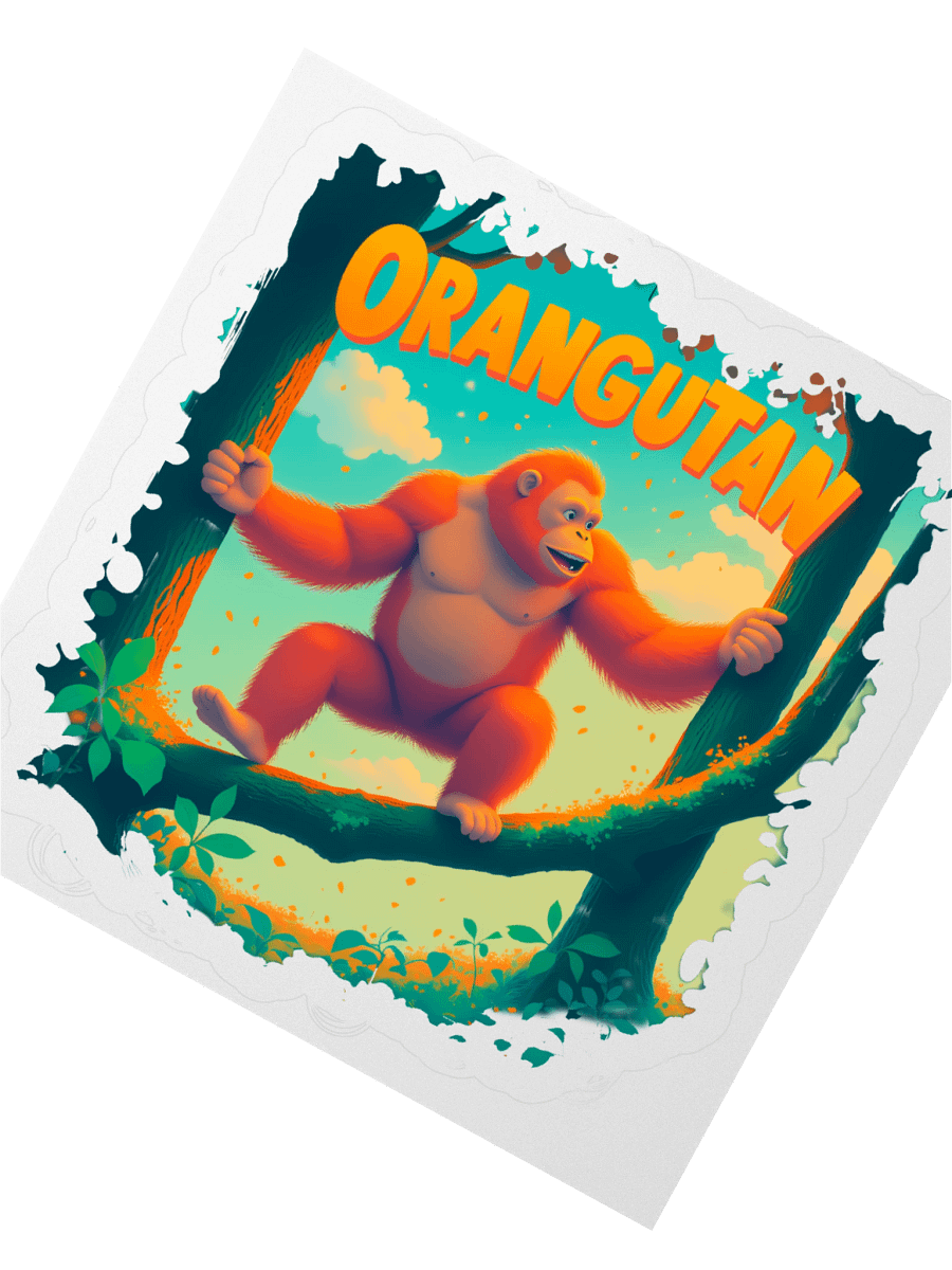 Cheerful Orangutan – Playful Jungle Sticker product image (2)