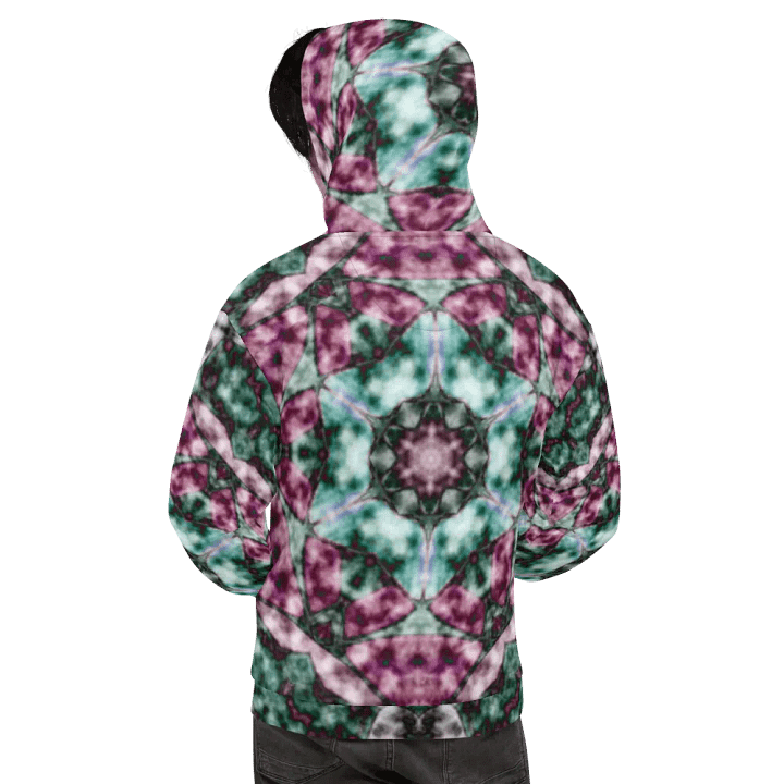 Bohemian 6 Pointed Madala Teal and Pink/ All-Over Print Recycled Unisex Hoodie by Sublicolor product image (2)