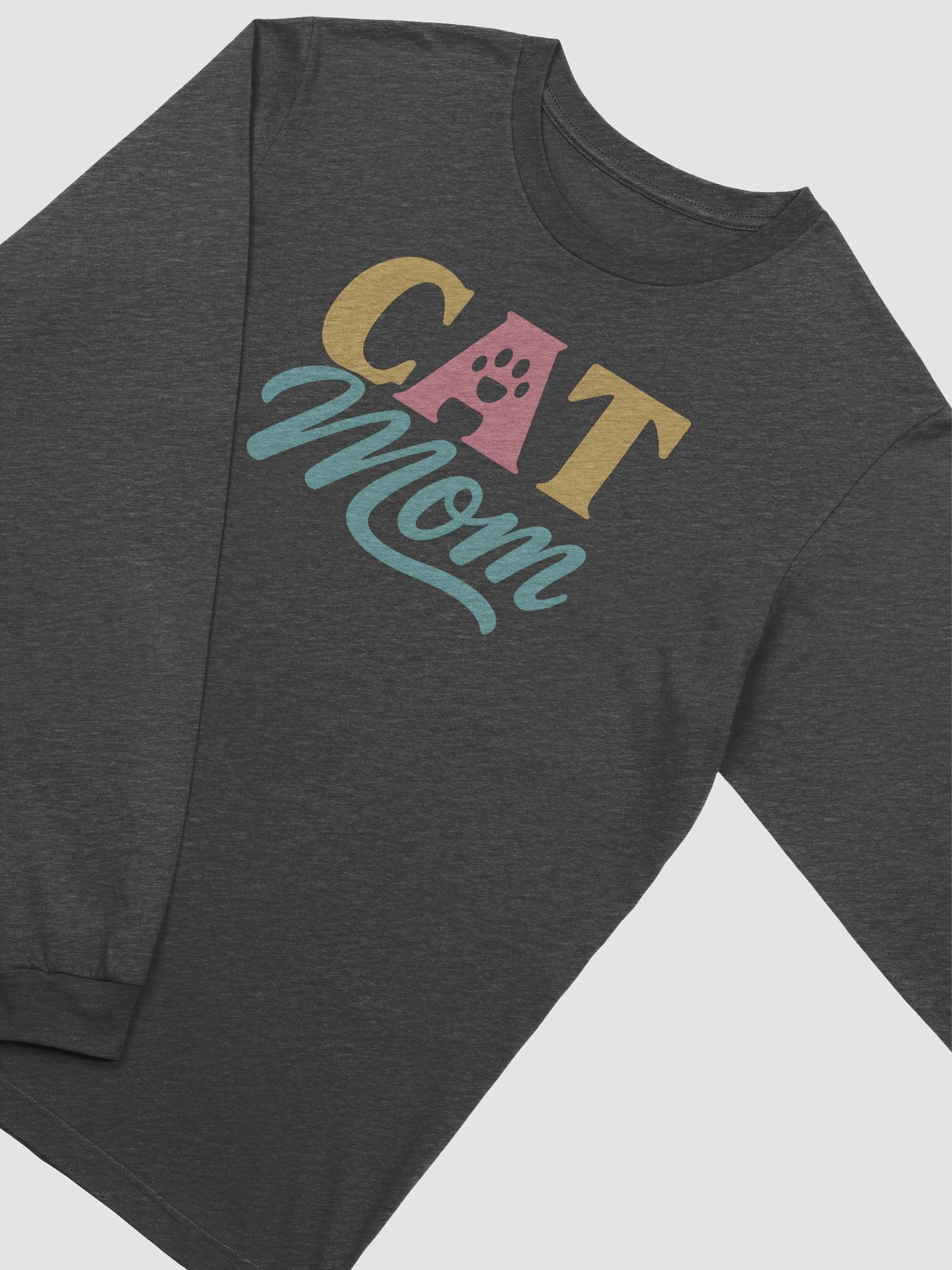 Cat Mom Long Sleeve Tee | Distressed Paw Print Pet Lover Shirt product image (2)