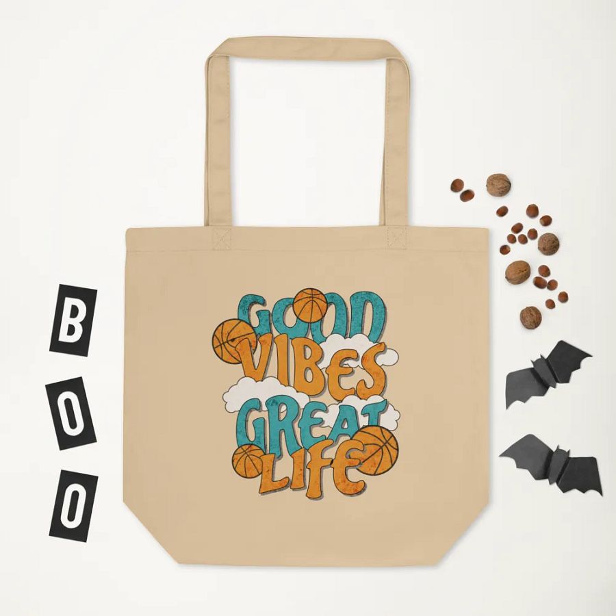 Good Vibes Great Life Basketball Tote Bag product image (5)