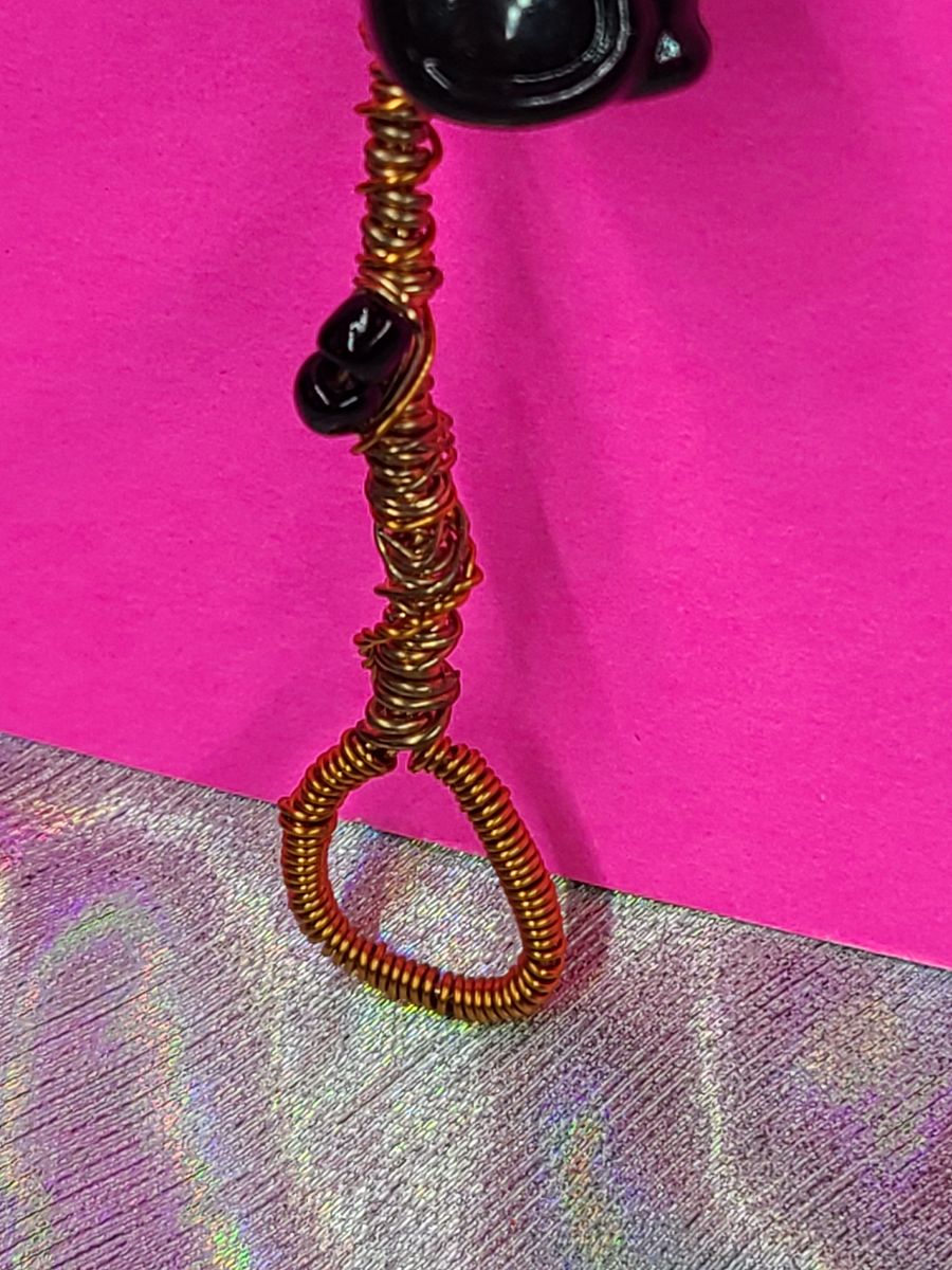 Lucky Black Cat Handmade Bubble Wand - wire wrapped pendant product image (3)