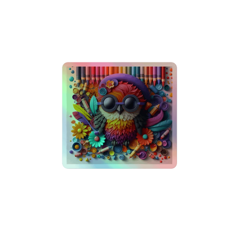 Whimsical Owl Holographic Sticker Sheet product image (1)