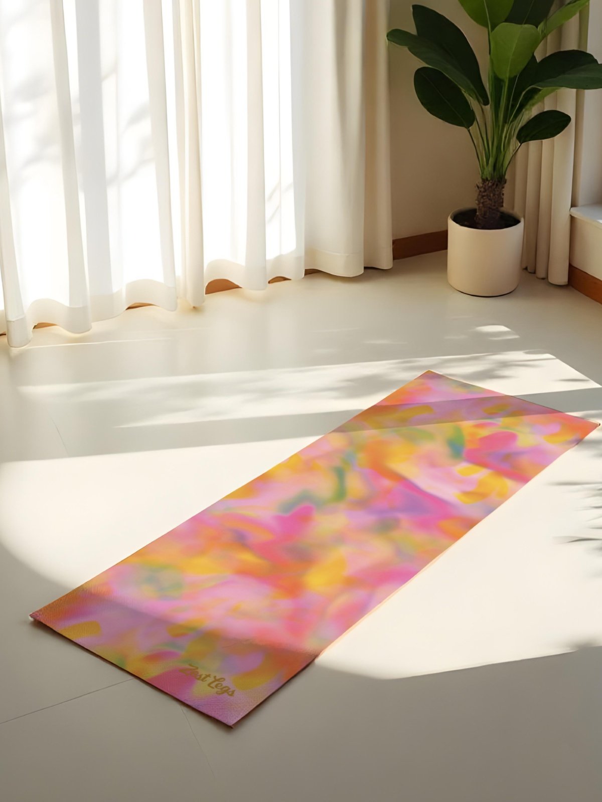 Yoga Mat "Sweet Pastel Tie Dye in Orange Light Pink" product image (6)
