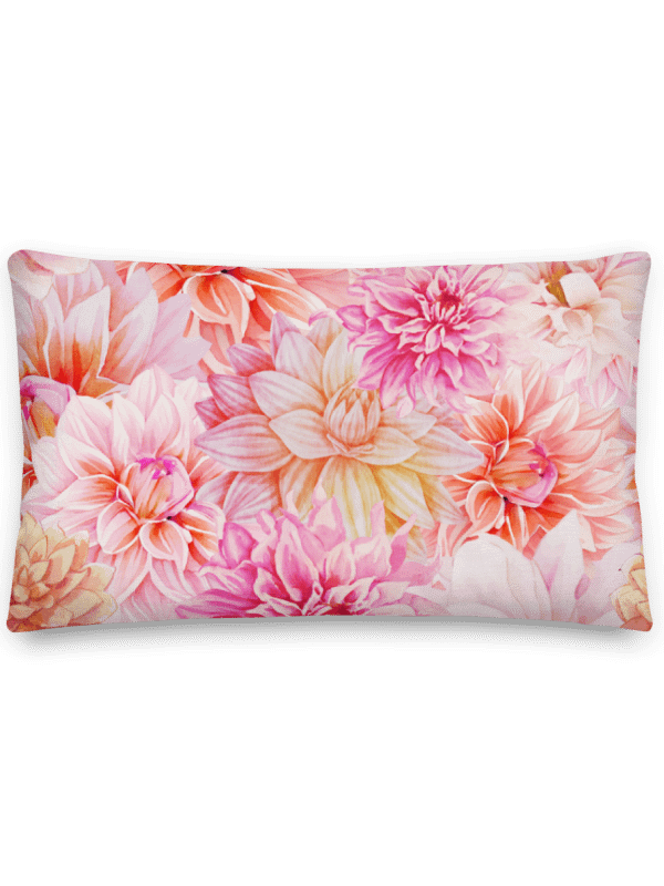 WATERCOLOR DAHLIA PATTERN THROW PILLOW FOR COTTAGE SUMMER VIBES product image (1)