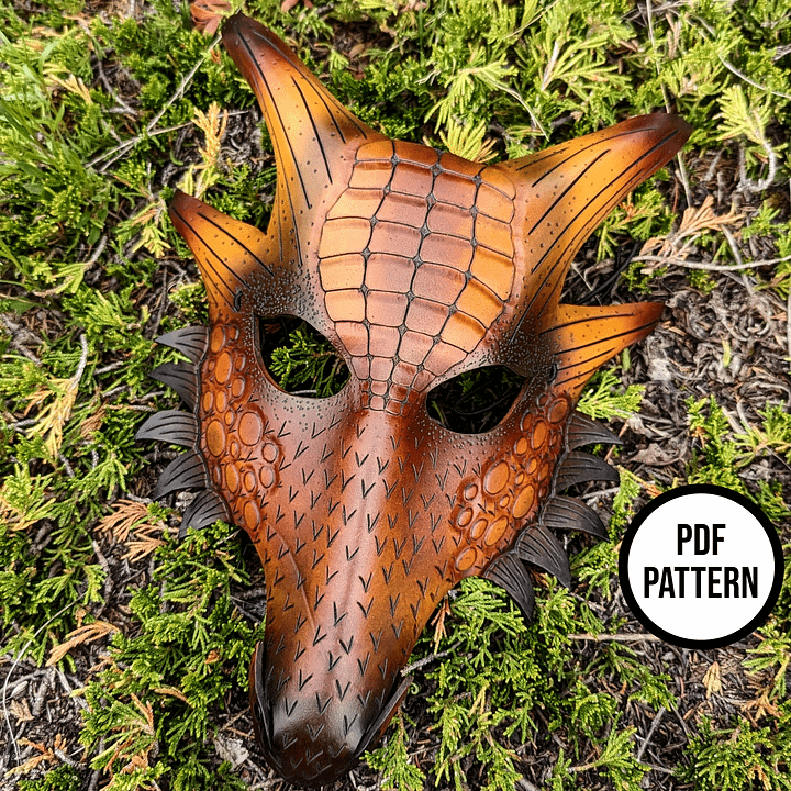 Dragon Mask Pattern - PDF Pattern for Leatherwork product image (1)