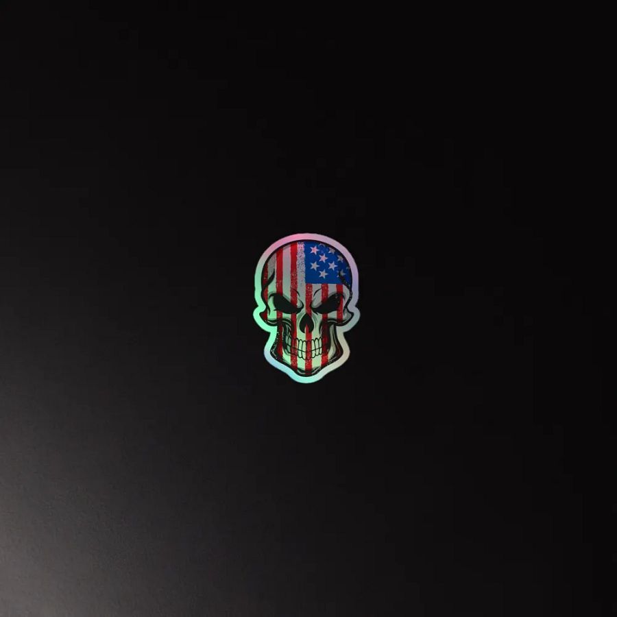 USA Patriotic Skull Holographic Sticker Set product image (4)
