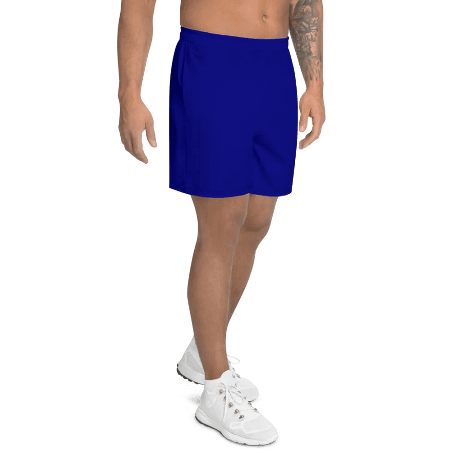 Plain Color Navy Blue Athletic Long Shorts product image (4)