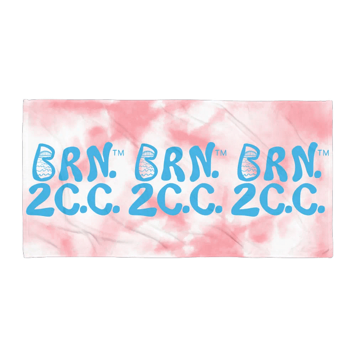 BOURNE to Cape Cod™ | Coastal Classic Beach Towel | All-Over Logo Print | Blue Logo on Pink and White Tie Dye product image (1)