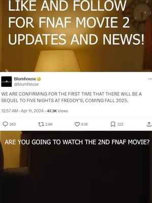 FNAF MOVIE 2 RELEASE DATE OFFICIALLY ANNOUNCED!! #FNAF #FNAFMOVIE #FYP #BLUMHOUSE #horror 