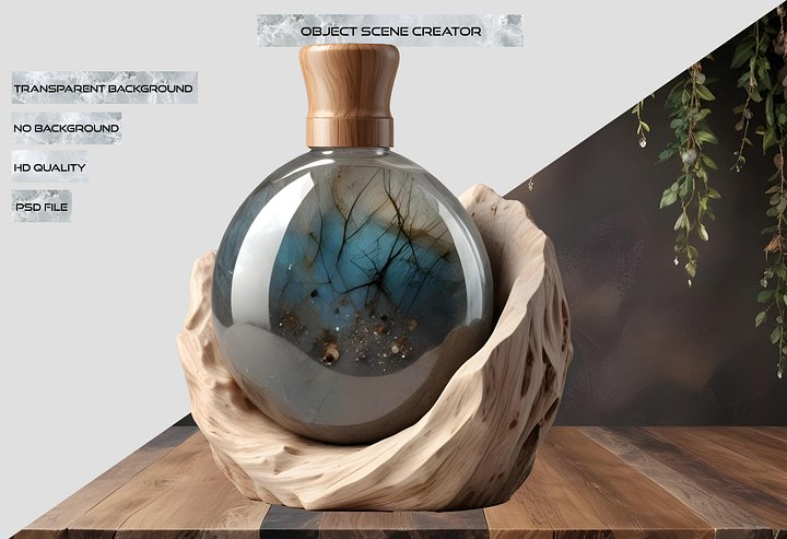 Celestial Grace – Boho Chic Decorative Crystal Bottle PNG product image (2)
