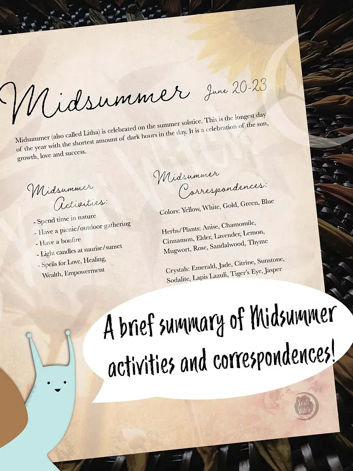 Midsummer/Litha Grimoire Page - Digital Download product image (1)