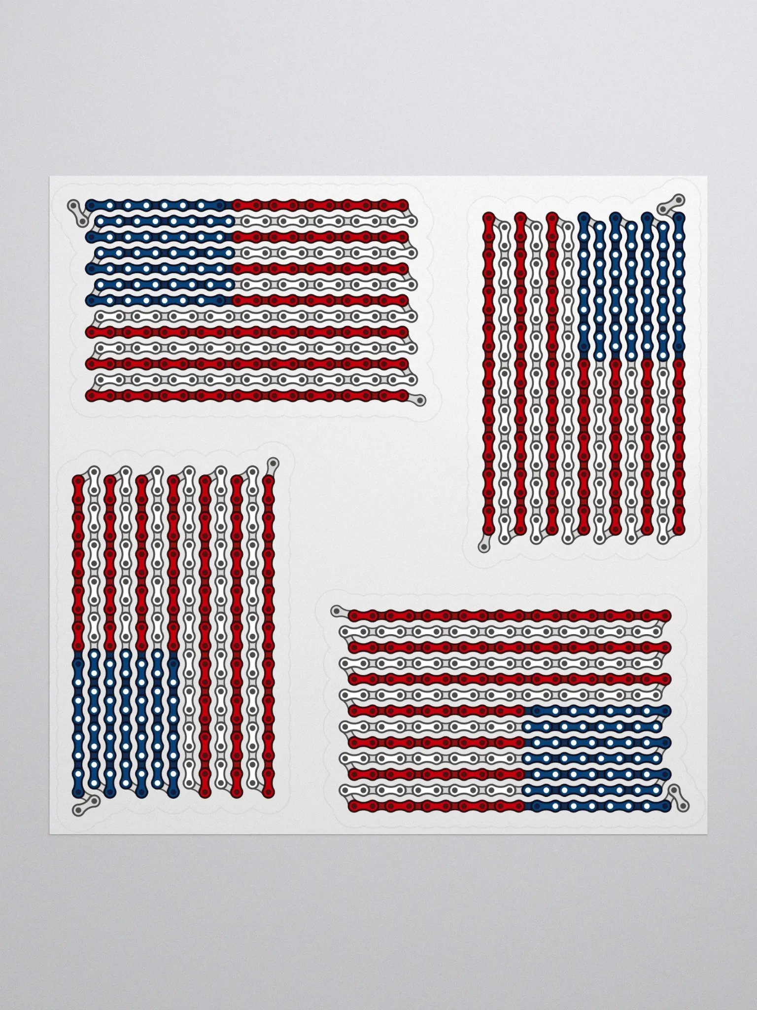 USA 50 States Bike Chain Flag Sticker 4 Pack product image (1)
