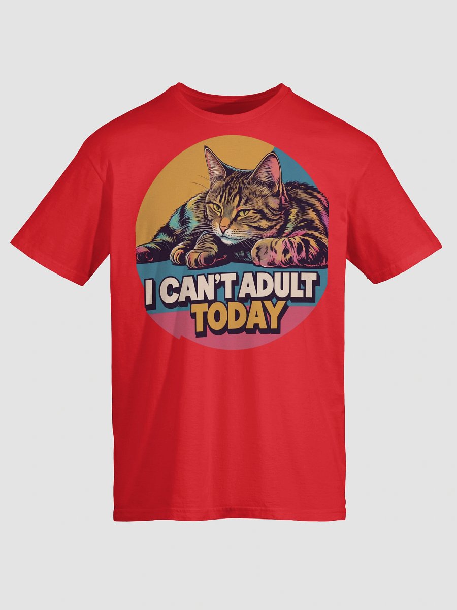 Funny 'I Can't Adult Today' Cat T-Shirt | Sarcastic Retro & Relatable Mood Tee product image (3)