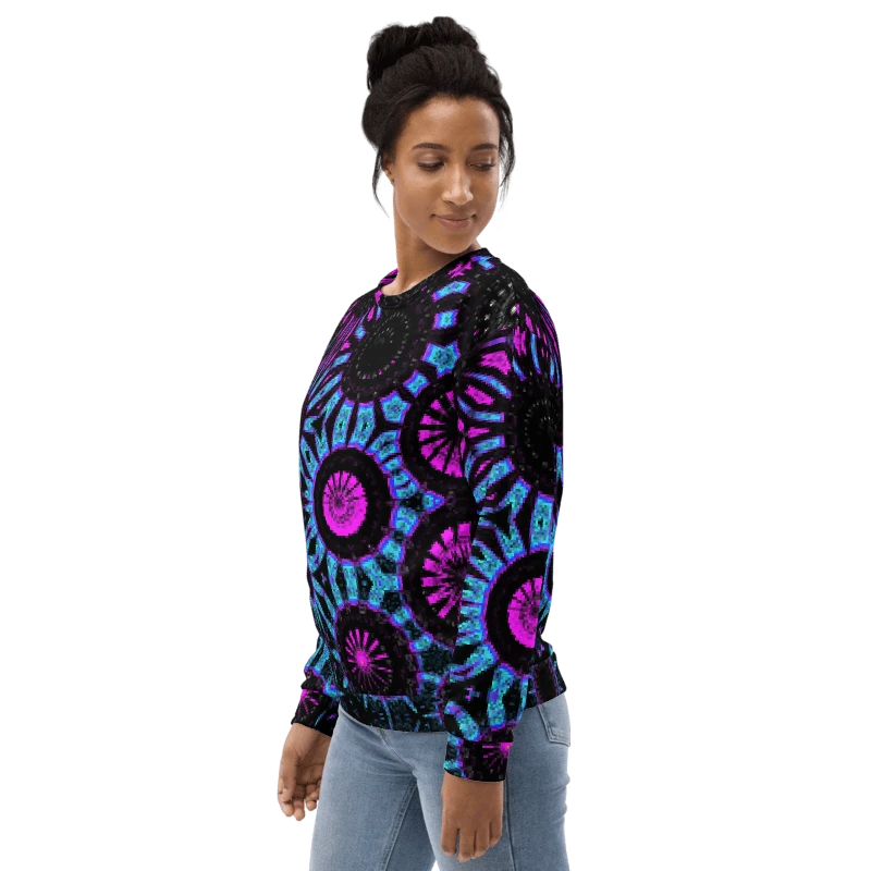 Abstract Circular Shapes in Turquoise, Black and Pink Unisex Sweatshirt product image (8)