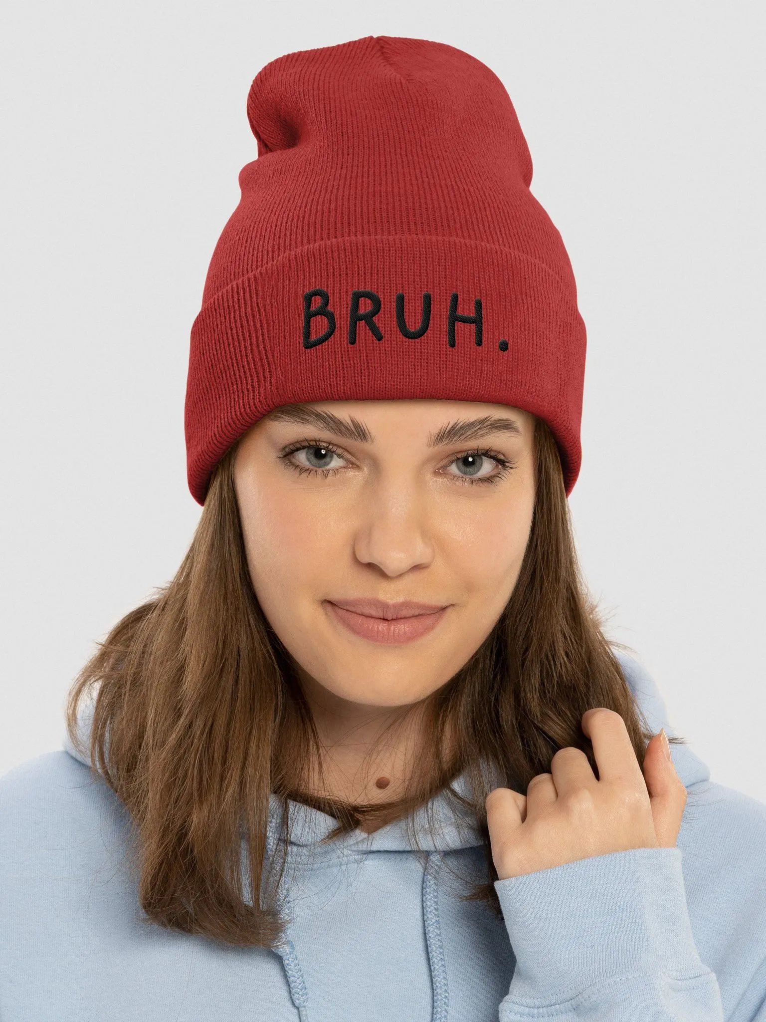 bruh cuffed beanie - black font product image (13)