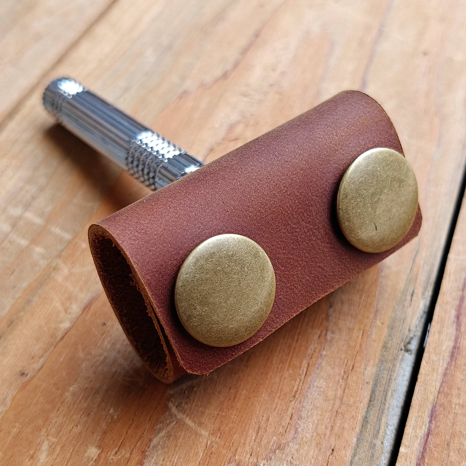 MEEBOY 2 PCS Handmade leather Double Satety Edge Razor Head Protective Sheath For men, Leather Shaving Travel Cover Fits Most Safety Razors product image (3)