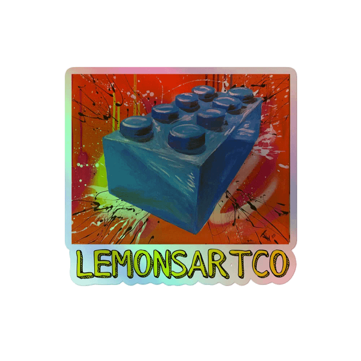 POP Brick (Blue Brick/Red Background) Holographic Sticker product image (2)