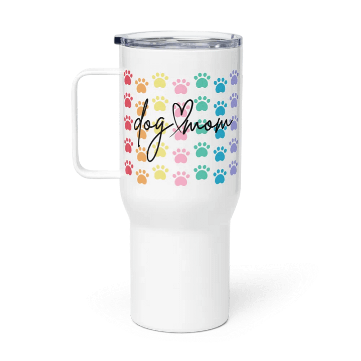 Dog Mom Colorful Paws 25 oz Travel Mug Drink Cup product image (2)