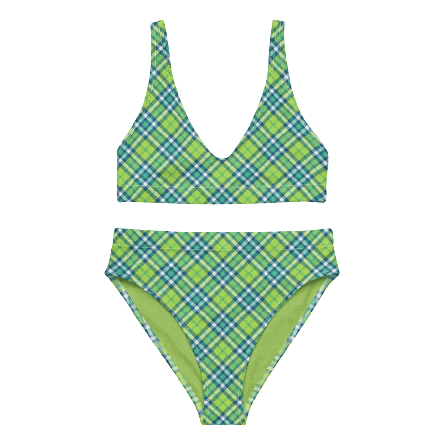 Lime Green and Turquoise Plaid Bikini product image (2)