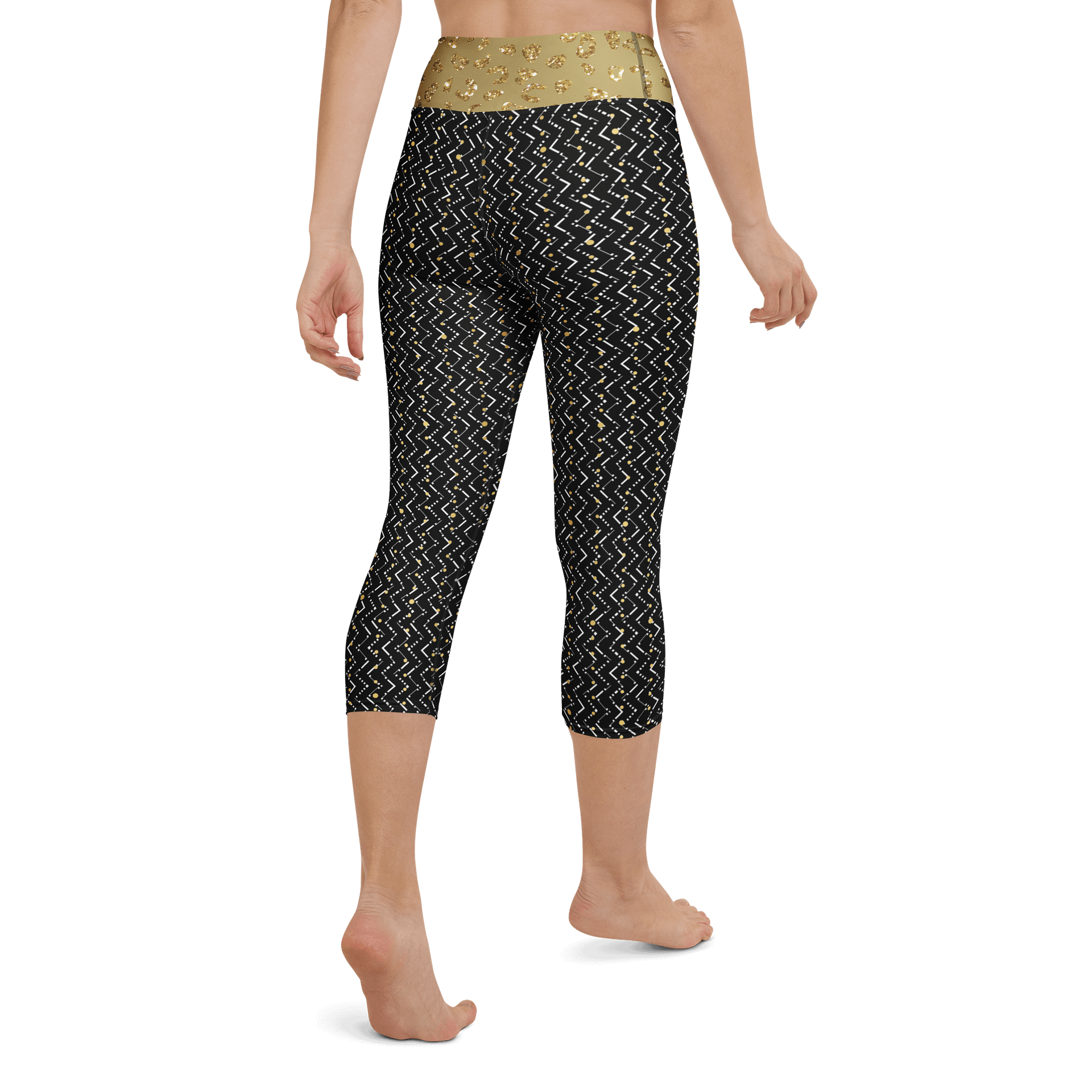 Zigzag Wild – Gold Dusted Capri Yoga Leggings product image (3)