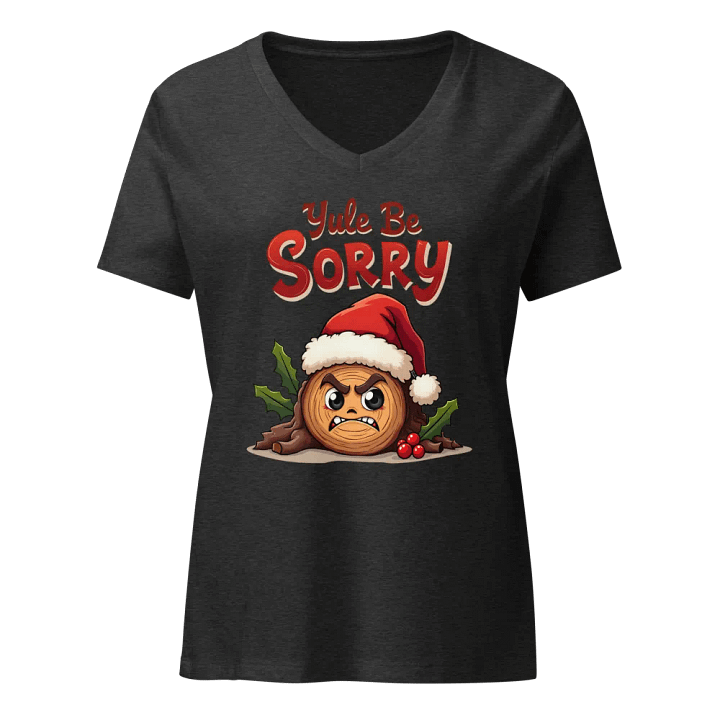 Yule Be Sorry Santa Log Women's V-Neck Tee product image (3)