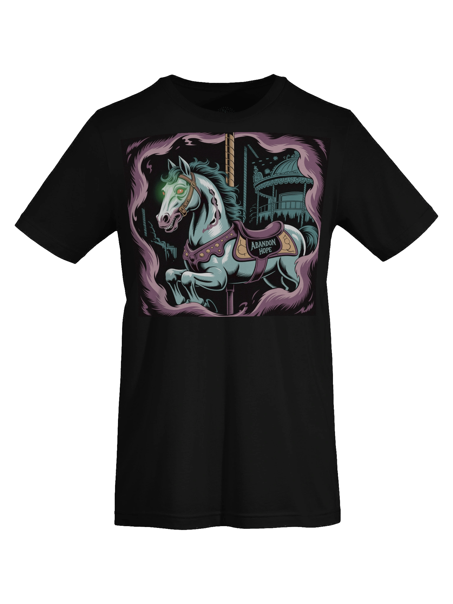 Gothic Carousel 'Abandon Hope' T-Shirt - Unisex Supersoft Creepy Design product image (7)