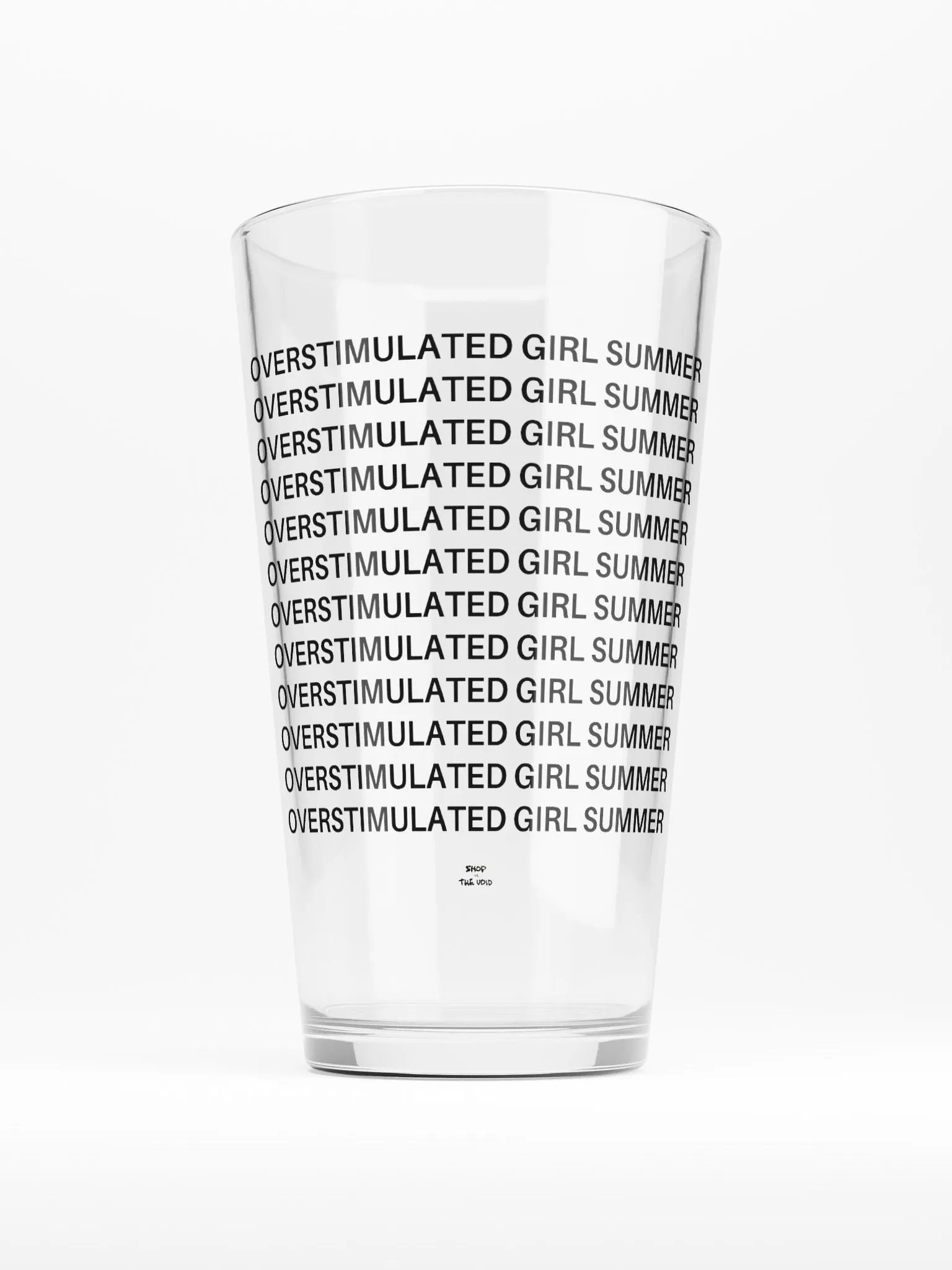 OVERSTIMULATED GIRL SUMMER black pint glass product image (1)
