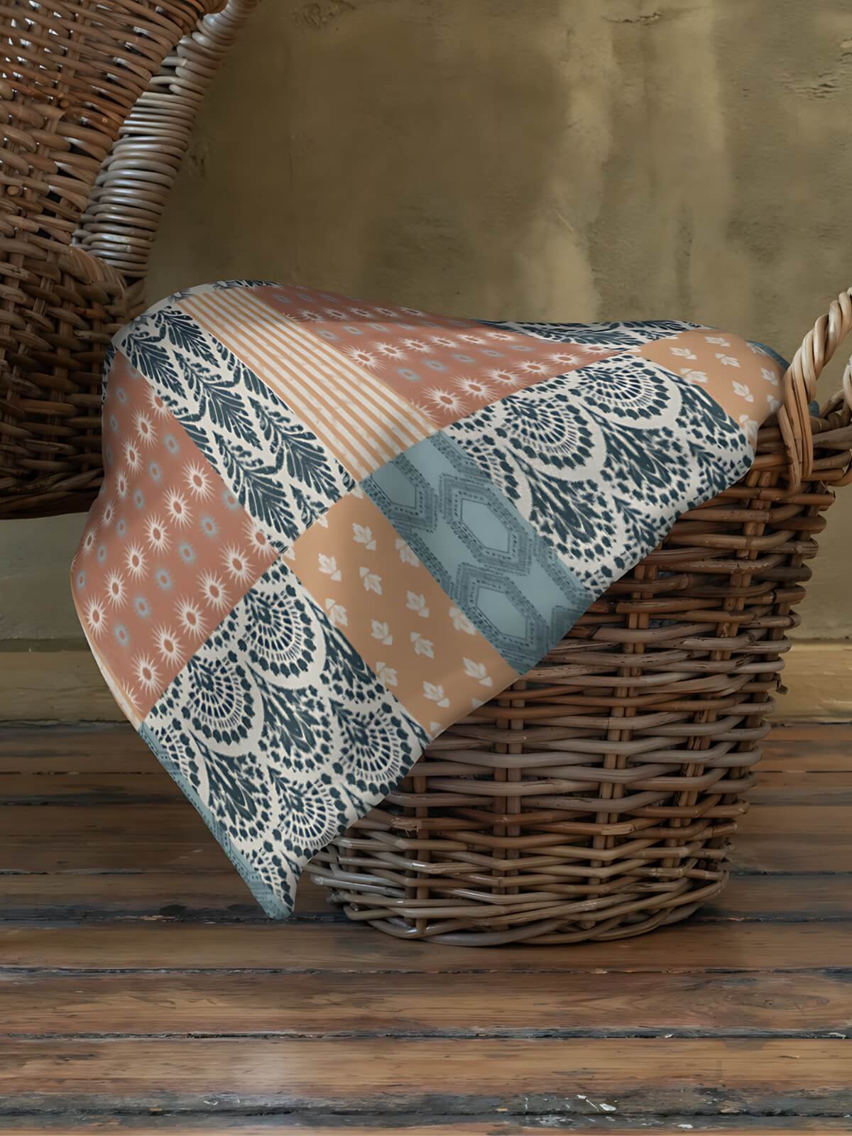 Bohemian Santa Fe Sun Patchwork Throw Blanket product image (3)