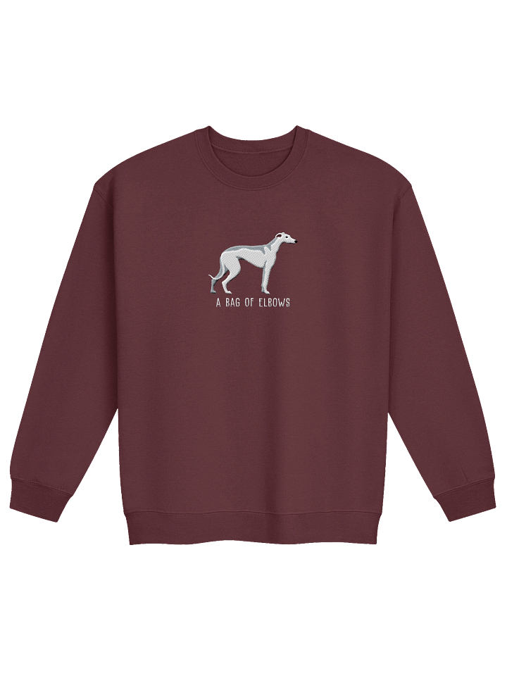 A Bag of Elbows Sweatshirt (Embroidered) of an English Greyhound(White) product image (5)