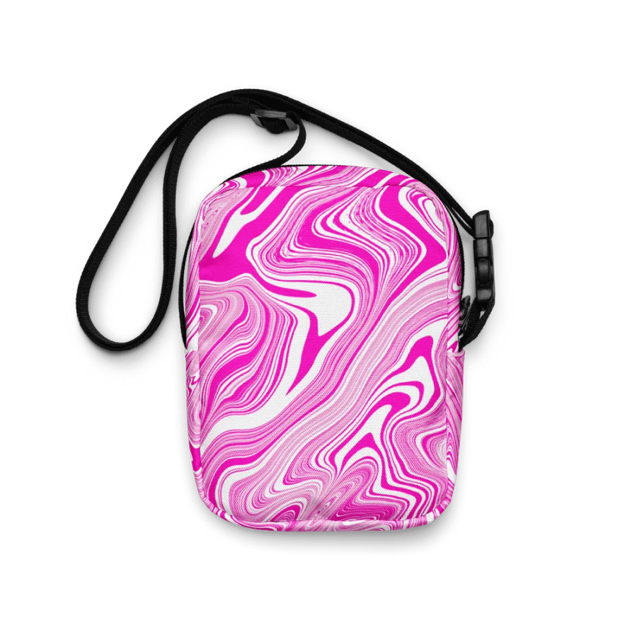 Utility Crossbody Bag - Pink and White Liquid Swirls product image (1)