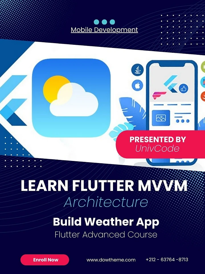 Learn Flutter MVVM Architecture | Build Weather App | Full Course product image (1)