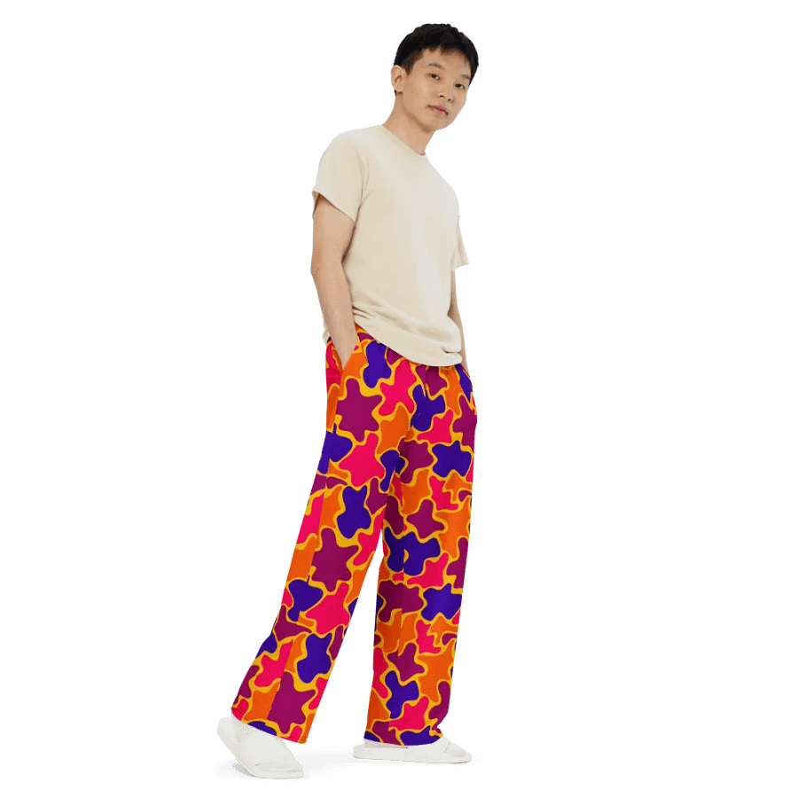 Multi Colored Pattern Blobs Unisex Wide leg Pants product image (7)