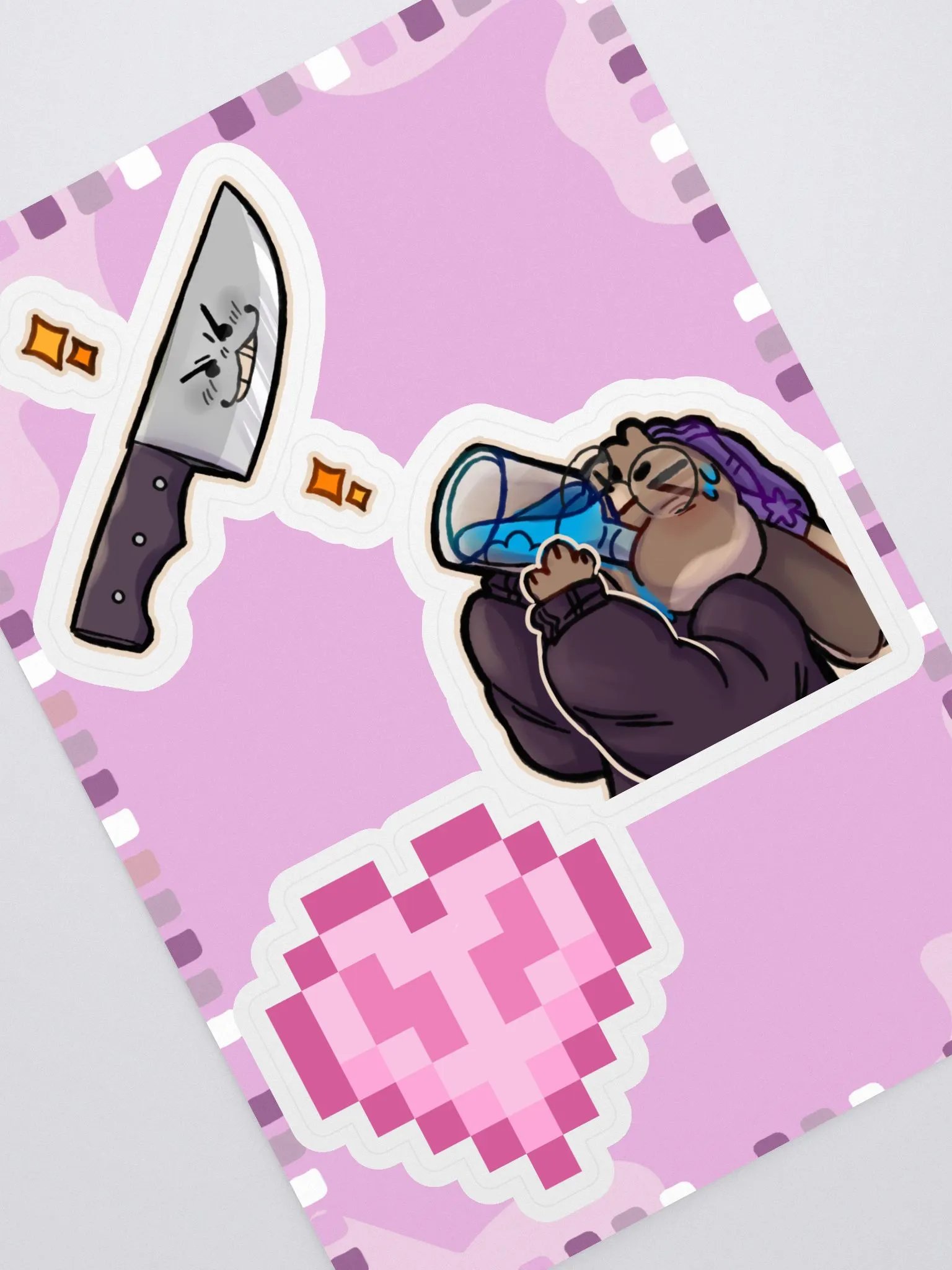 Flammtastic Sticker Sheet 5 (Knife, Hydrate, Hardcore Heart) product image (1)